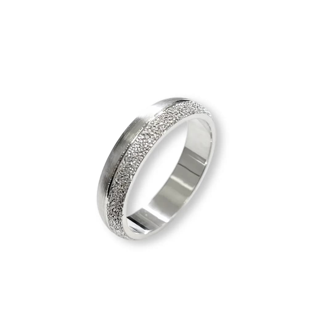 5mm Heavy Silver Band – Half Brushed, Half Diamond Cut